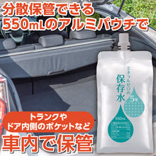 画像をギャラリービューアに読み込む, 車で保管できるアルミパウチ容器の5年保存水 550mL 10本セット ミネラルゼロ 【hzn】
